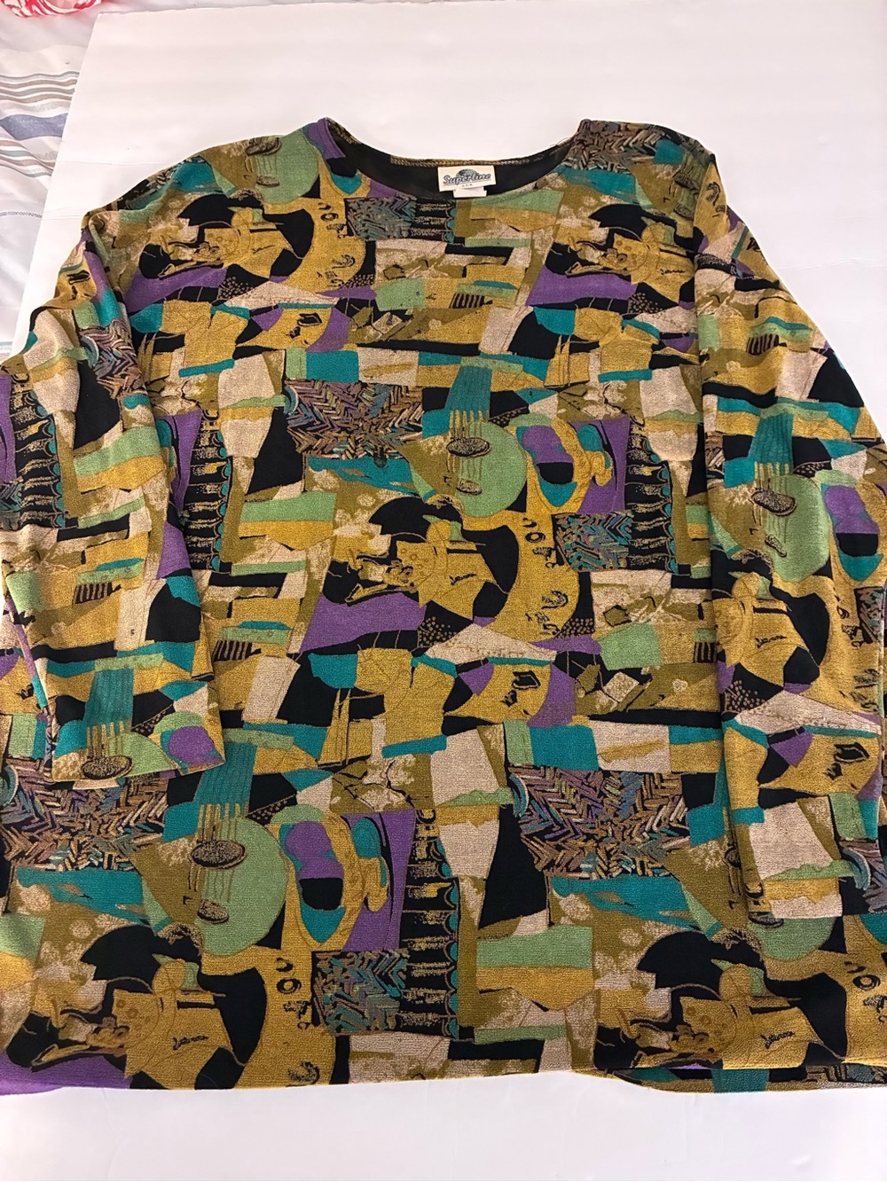 Superline Vintage Liquid Knit Tunic Top L Artsy Soft Casual Granny core 80-90s